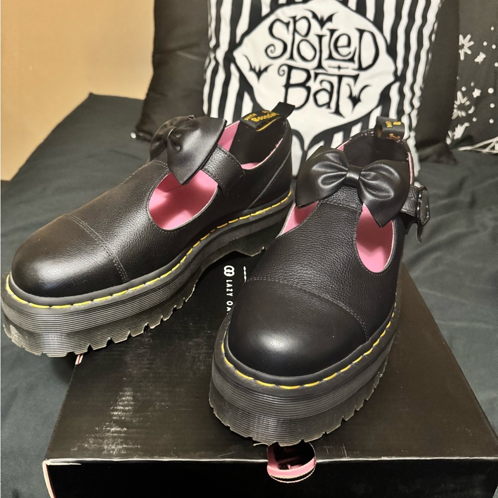 Dr. Martens Black and Pink Dress Shoes with Bow